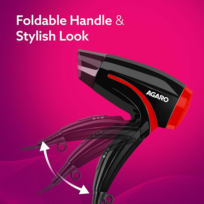BEARDO Styling Gun Ultra Compact Hair Dryer | 1100 Watts Foldable Hair Dryer | 3 Heat 2 Speed Setting | Travel Friendly | Stylish Matte Black Finish | Gift For Friends | Gift for Husband