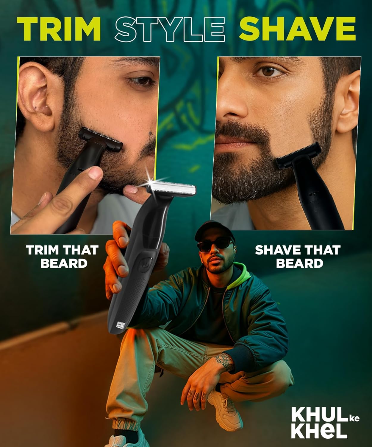 Bombay Shaving Company OmniBlade 3-in-1 Beard Trimmer For Men | Trim, Style, Shave | Type C Flash Charging | Multi Length Settings Comb, Detachable Blades | Gifts For Men