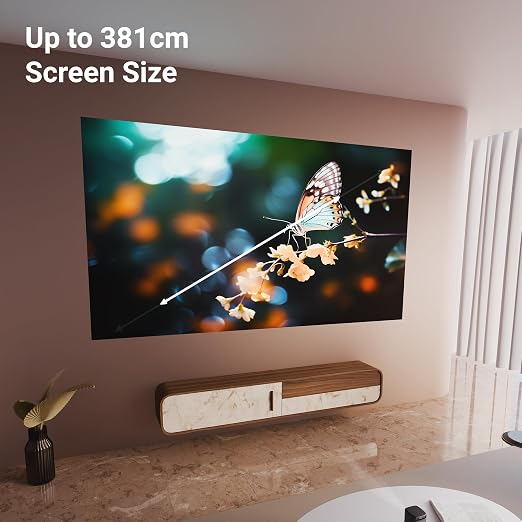 Zebronics Android Portable Smart Projector, 1080p Support, 3600 Lumens, 150" Screen, OTT Apps (Netflix, Prime), Miracast, WiFi, BT, HDMI, Built-in Battery, 2hr Playtime (TS)