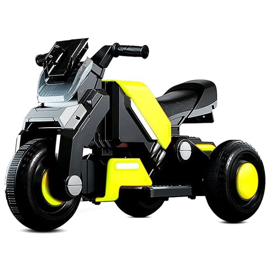 Kidsmate Hyrider 6V Electric Kids Bike with Rechargeable 6.5 Ah Battery Inbuilt Imported Motor Drive | Music Player, Front LED Light & Foot Accelerator Pedal Bike for Ages 1-4 Years (ASL)