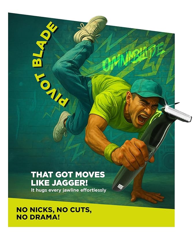 Bombay Shaving Company OmniBlade 3-in-1 Beard Trimmer For Men | Trim, Style, Shave | Type C Flash Charging | Multi Length Settings Comb, Detachable Blades | Gifts For Men