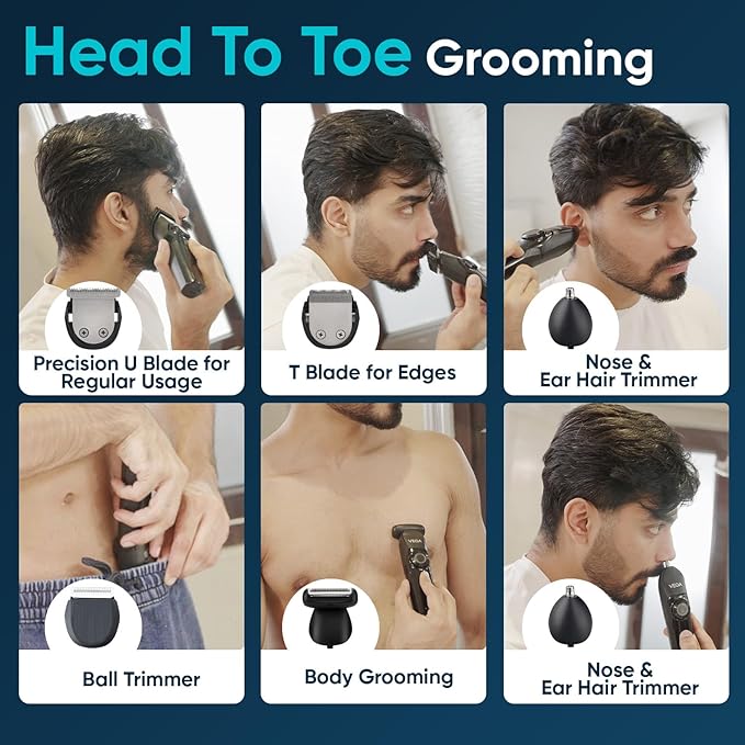 Vega OG 15 in 1 Trimmer for Men | Men Beard |All Rounder Grooming Set with 3 Hrs Non-Stop Runtime | for Body, Man- Face, Nose & Private Parts | USB Type C, 2 Year Warranty, (VHTH-37)