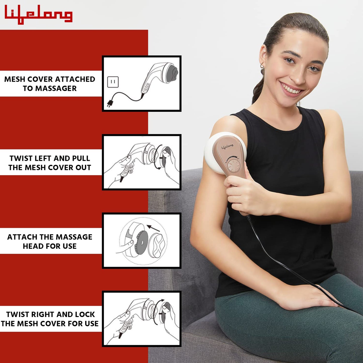 Lifelong Full Body Massager Machine for Pain Relief | Body & Back Pain Relief Product | Handheld Electric Manipol Mini Massager | 5-Speed Settings | Best Gift for Women & Men