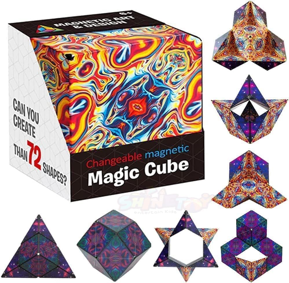 Magic Cube Shape Shifting Puzzle Box - Magnetic Cube Puzzle Fun Cube - Fidget Cube Mind-Challenging Fun Game Magnetic Cube