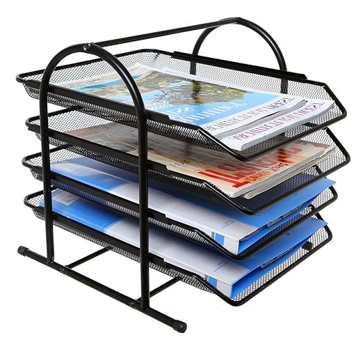 KEBICA File Desk Tray, 4-Tier Metal Mesh File,Documents,Letters,A4 Size Document Organizer for Office