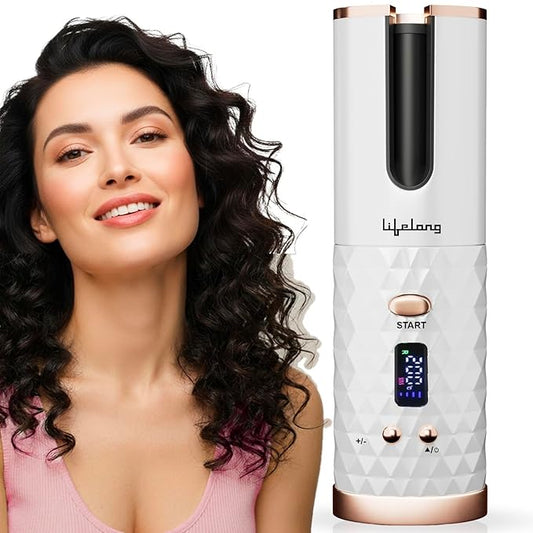 Lifelong Automatic Curling Tool for Women | Essential Styling Device for Waves & Curls | Cordless & Rechargeable | Electric Hair Curler Roller | Adjustable Heat | Anti-Rust Coating (SD)