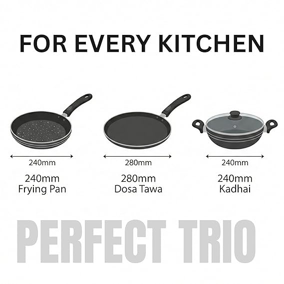 SKYLINE NON STICK COOKWARE SET KADHAI , FRYING PAN , DOSA TAWA VTL8900