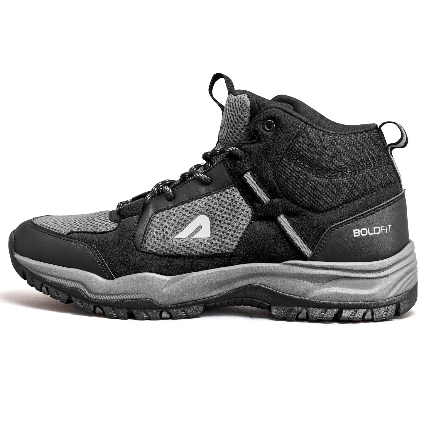 Boldfit Trekking Shoes for Man Outdoor Hiking Shoes for Man High Neck Footwear for Men Anti Skid Trekking Boots Water Repellent for Men Breathable Hiking Boots Riding Shoe for Bikers laceup Biker shoes (ASL)