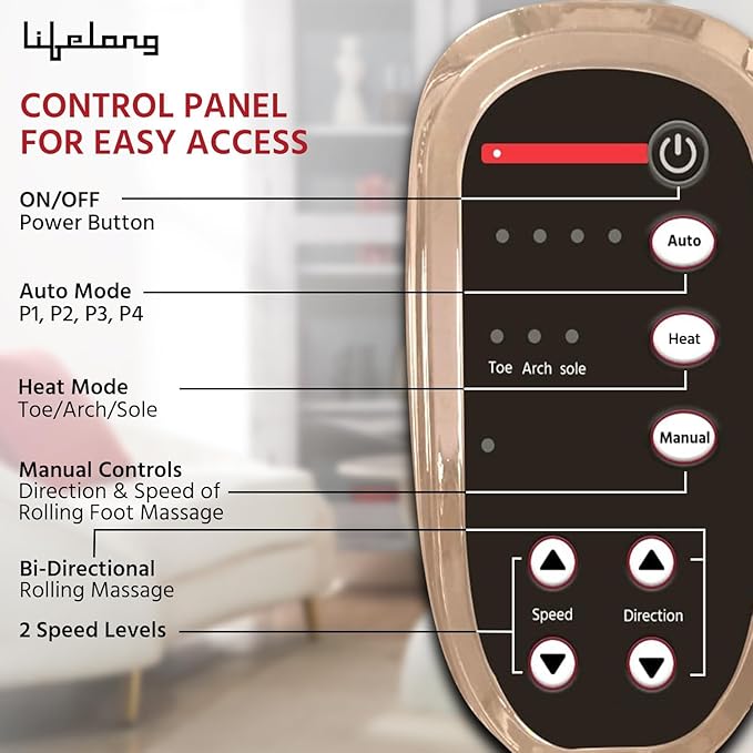 Lifelong Foot Massager Machine For Pain Relief With Heat & Kneading Function - Also Used As Leg Calf Massager - Corded Electric Foot Massage Machine For Home With Customizable Settings (LLM81) (TS)