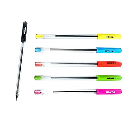 WIN Tick Ball Pens | 60 Pcs (40 Blue Ink & 20 Black Ink) | 0.7mm Tip for Smooth Flow of Ink | Transparent Lightweight Body | Ideal for School, College, Exams & Office Use | Budget Friendly Pens