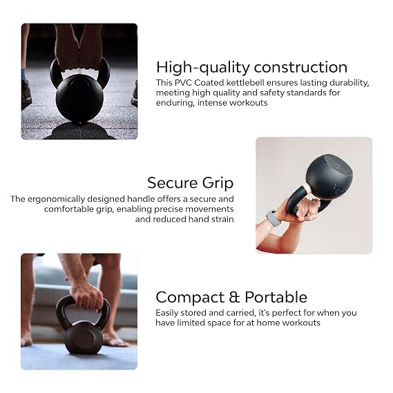 Aurion by 10Club Premium Strength Training Kettlebells for Weightlifting - 1Pc (4 Kg, Black) | Gym Equipment | Heavy Workout | Fitness Iron | Heavy Lifting for Men and Women | Home Gym | Plates Exercise (ASL)