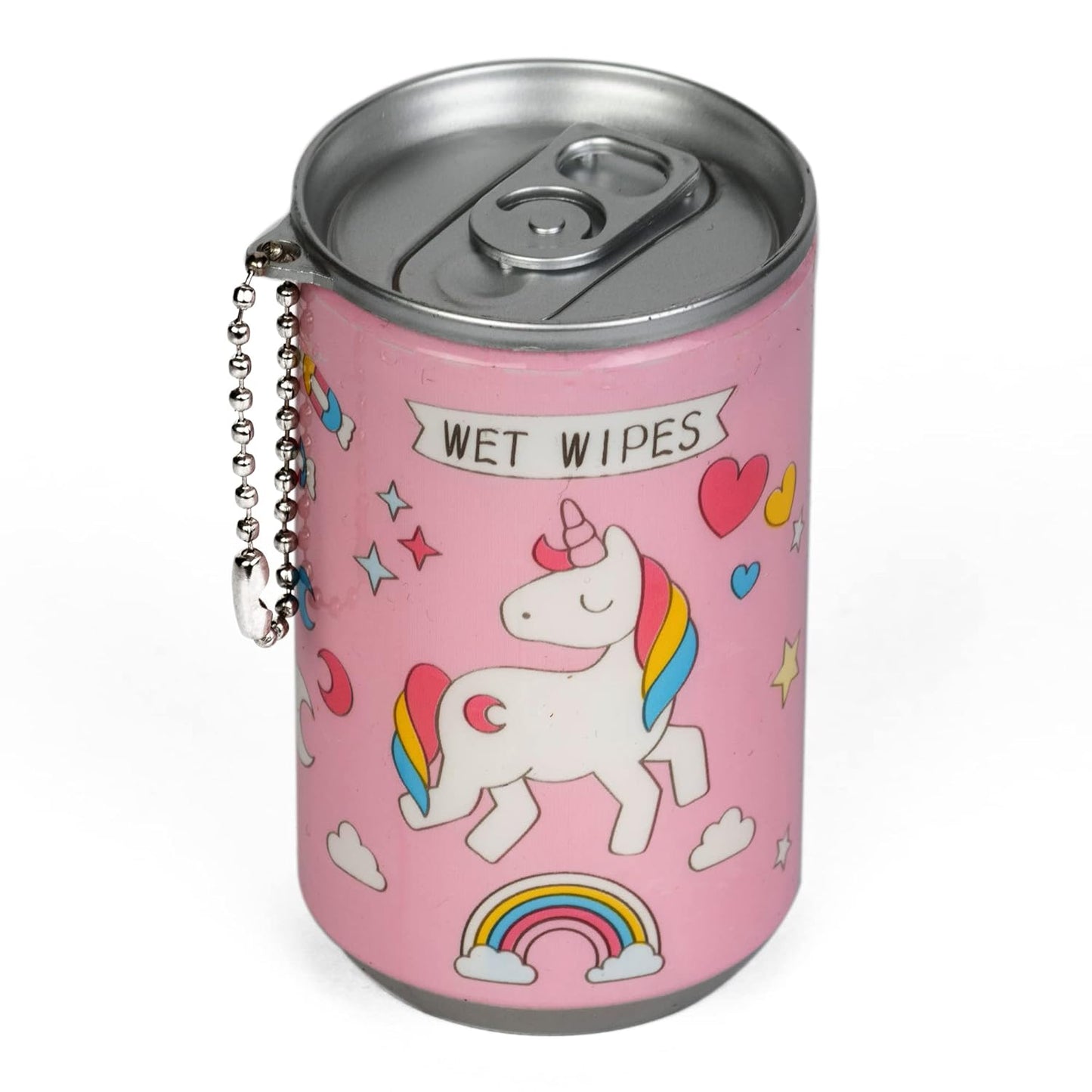 ART & CRAFT Cute Funky Unicorn Tin Shape Mini Wet Wipes Tissue, Extremely Portable Tin Cream/Pink Color (PACK OF 1)
