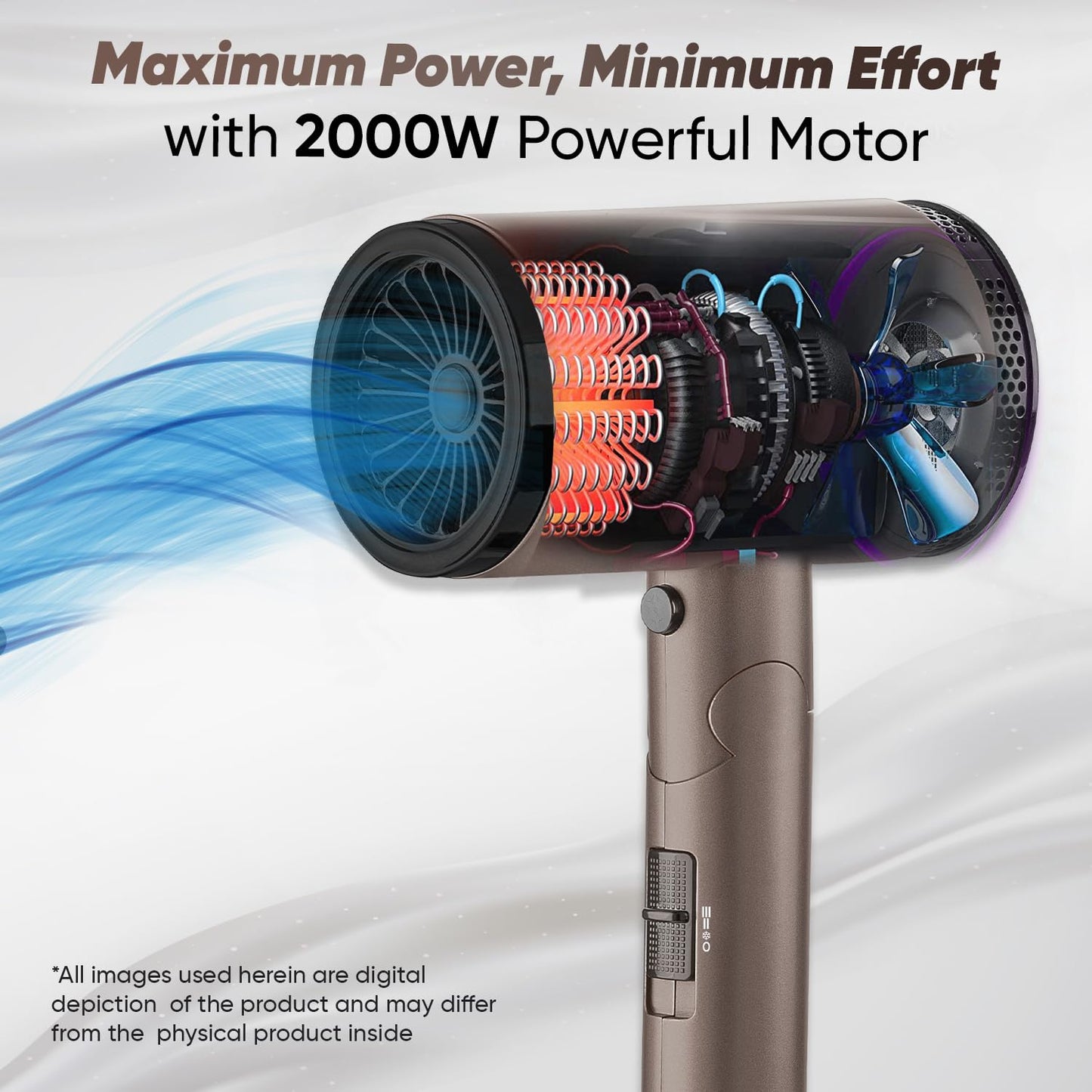 Vega Dry-Up 2000 Watts Hair Dryer For Men & Women with 3 Heat & 1 Speed Setting & Cool Shot Button, Blow Dryer, Foldable Hair Dryer with Over Heat Cut-Out, Blow Dry Effortless Hair Style, (VHDH-36)
