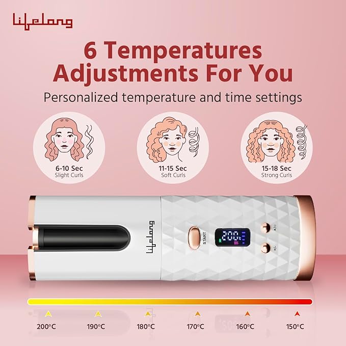 Lifelong Automatic Curling Tool for Women | Essential Styling Device for Waves & Curls | Cordless & Rechargeable | Electric Hair Curler Roller | Adjustable Heat | Anti-Rust Coating (SD)