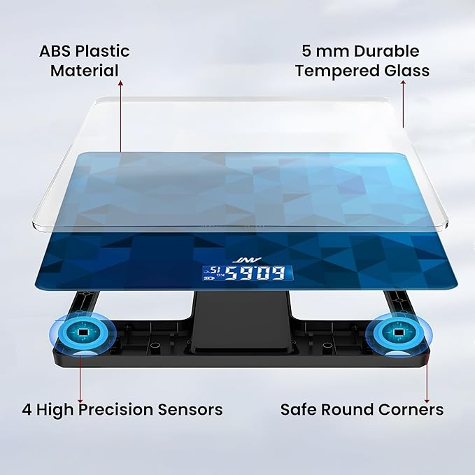 ANT Flora Prism Digital Bathroom Scale forBody Weight Highly Accurate Body Weighing Machine Compact Size LED Display, High Standards Sturdy Tempered Glass, Conversion Switch,30 Months Warranty_ Prism
