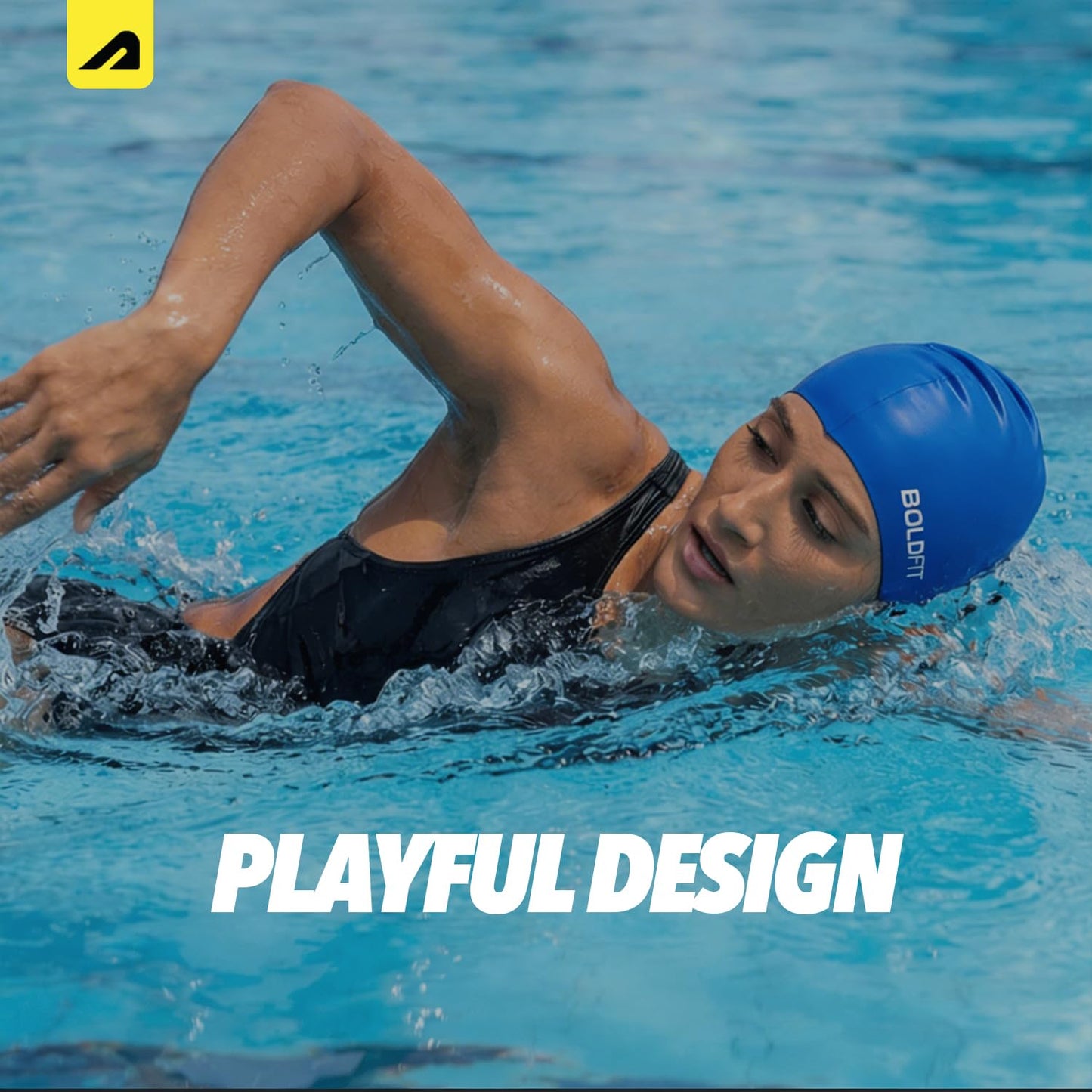 Boldfit Swimming Cap for Men Silicone, for Women Unisex, for Kids Boys & Girls, for Women Long Hair Head Cap Men Silicone Fabric, Easy Fit (ASL)