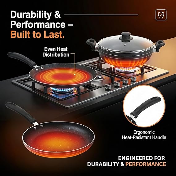 SKYLINE NON STICK COOKWARE SET KADHAI , FRYING PAN , DOSA TAWA VTL8900