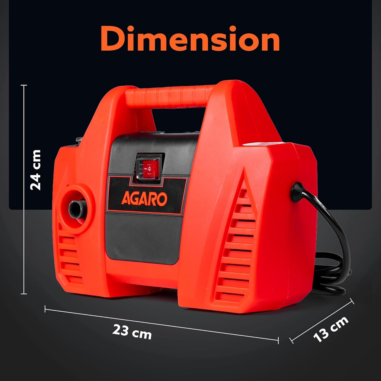 AGARO Regent High Pressure Washer | 1600W Motor | 120 Bar Max Pressure | 5.5 L/Min Flow Rate | Portable Electric Washer for Car, Bike, Walkways & Home Cleaning | 8M Outlet Hose Pipe Included (RD)