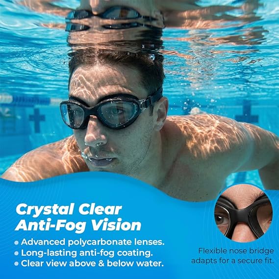 Lifelong Swimming Goggles for Men & Women | Swim Goggles for Adults with Adjustable Strap | UV Protection & Anti-Fog Swimming Glasses | Silicone Swim (ASL)
