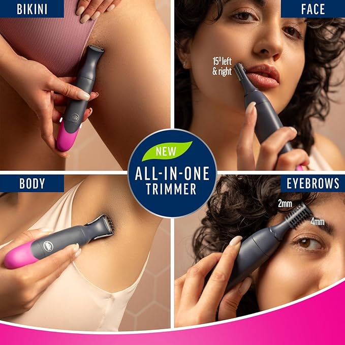 Veet Women Trimmer |All-in-One Full Body Trimmer for Women | Full Body, Bikini, Face & Eyebrow | No Nicks & Cuts | Hair Removal | Bikini Trimmer | Eyebrow Trimmer
