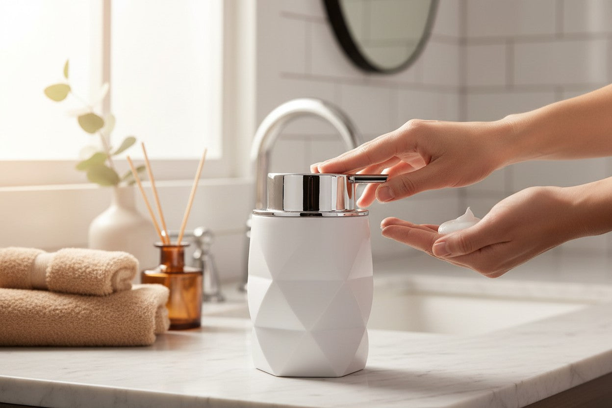 Nayasa Diamond Soap Case Dispenser, Soft Body Texture with Matte Finish Liquid Soap Dispenser with Pump, Can Be Used for Handwash, Lotion, Sanitizer, Shampoo, Home & Kitchen,