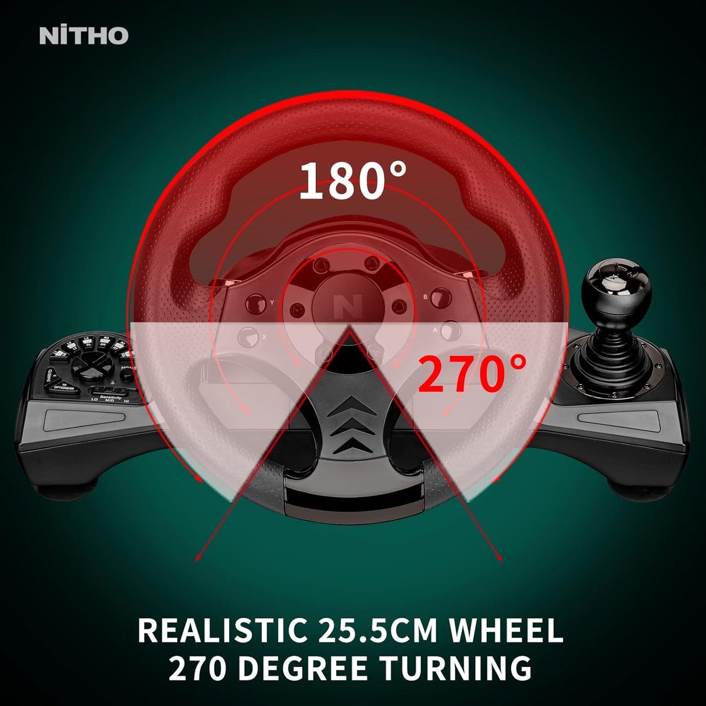 Nitho Drive PRO V16 Gaming Racing Wheel with Shifter and Floor Pedals, Steering Wheel for PC, PS4, Xbox One, Xbox Series X|S, Nintendo Switch, 270 Degree Driving Car Simulator