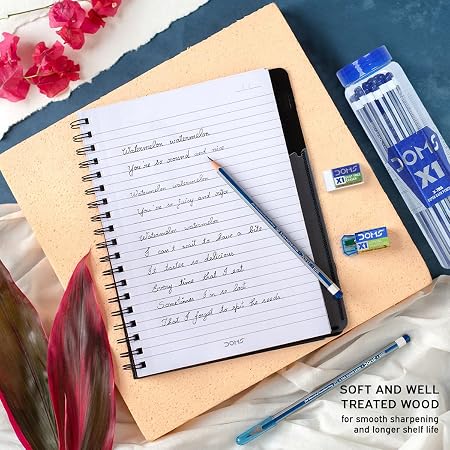 Doms X1 Xtra Super Dark Pencils Box Pack|Hexagonal Shape For Easy Holding&Comfort|Free Eraser,Scale&Pencil Cap Inside|Dark&Neat Handwriting|Pack Of 30 Pencils