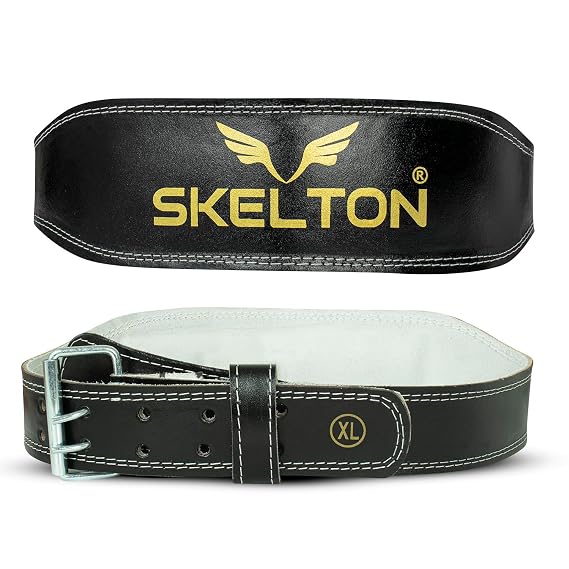 Skelton Weight Lifting Gym Belt-Medium | Leather Gym Belt for Workout with Padded Back Support | Dead Lift Belt (ASL)