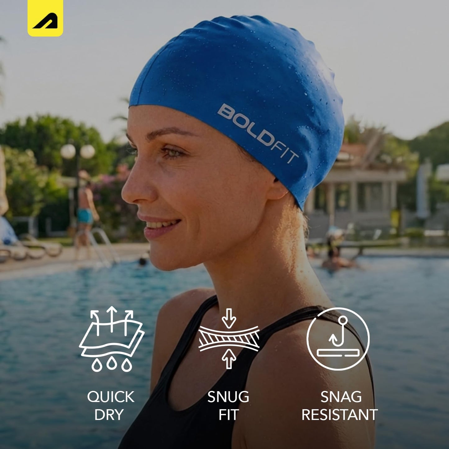 Boldfit Swimming Cap for Men Silicone, for Women Unisex, for Kids Boys & Girls, for Women Long Hair Head Cap Men Silicone Fabric, Easy Fit (ASL)
