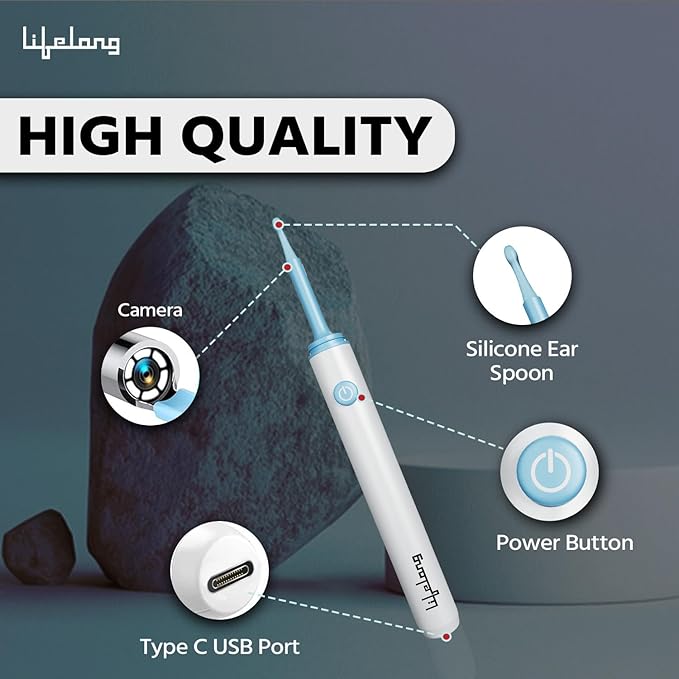 Lifelong Ear Cleaning Tool with Camera - Rechargeable Ear Cleaner – Ear Wax Removal – Wireless with USB Charging Cable – Disposable Rubber Ear Buds (LLEC09)