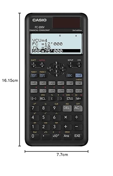 Casio FC-200V-2nd Edition Financial Calculator, 4-Line Display, DOT Matrix,10+2 Digits