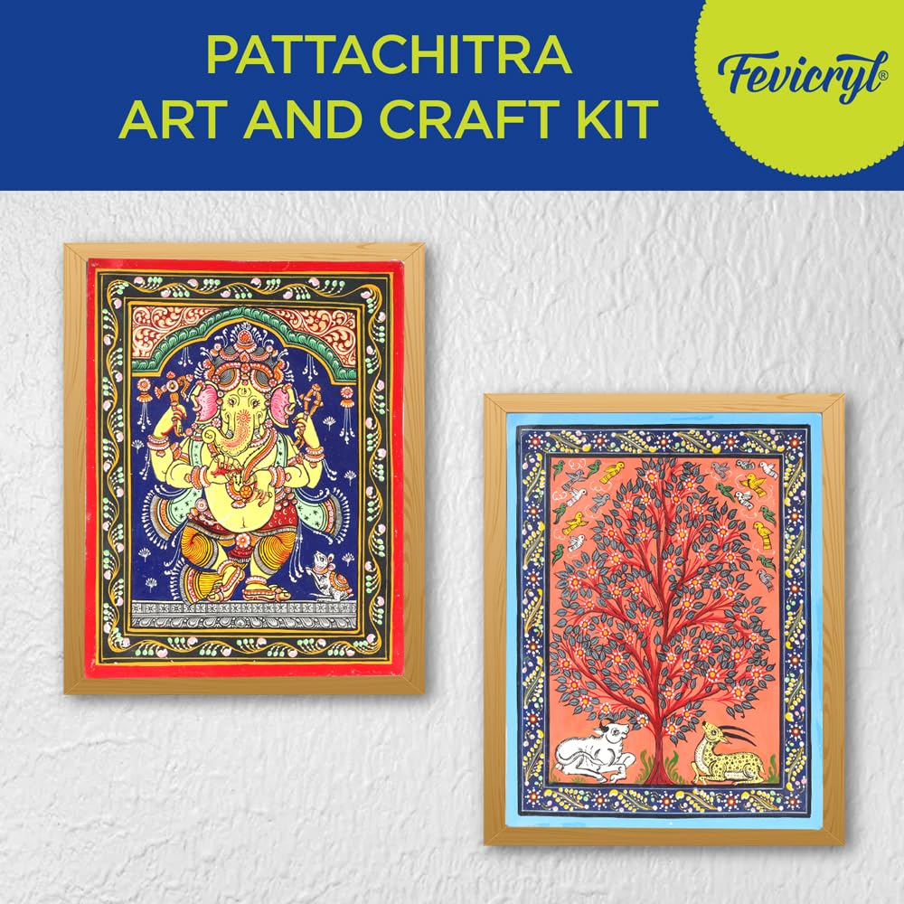 PIDILITE Fevicryl DIY Art of India Pattachitra Art | Acrylic Paints 12 Shades | For Artists, Students, Children | Best Gift for Children above 10 years | Painting Kit with Workshop Included