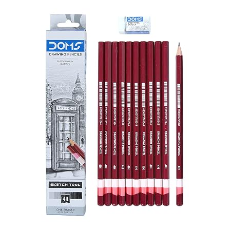 DOMS Drawing & Sketching 4H Graphite Pencil | Hard Grade Pencil for Technical Drawing, Fine Lines & Detailed Sketching