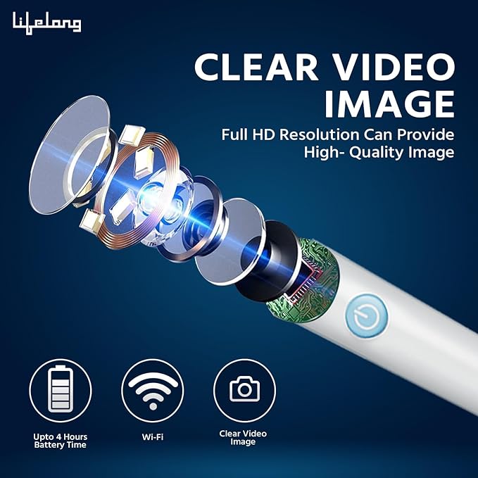 Lifelong Ear Cleaning Tool with Camera - Rechargeable Ear Cleaner – Ear Wax Removal – Wireless with USB Charging Cable – Disposable Rubber Ear Buds (LLEC09)
