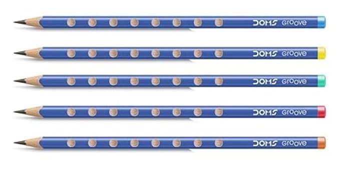 Doms Groove Super Dark Graphite Pencils | Innovative Groove For Perfect Grip | Tumbler Set Of 100 Pieces, Multicoloured, Pack Of 1 (DM8438)