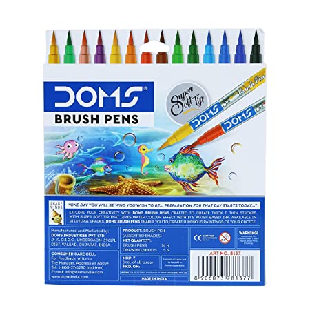 Doms Brush Pens- 14 Shades, Multicolor