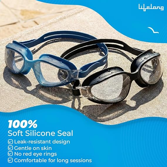 Lifelong Swimming Goggles for Men & Women | Swim Goggles for Adults with Adjustable Strap | UV Protection & Anti-Fog Swimming Glasses | Silicone Swim (ASL)