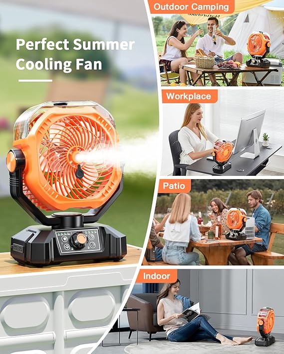 coldSky Misting Camping Fan 8136C Orange