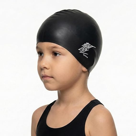 Lifelong Kids Swimming Cap | Silicone, Black, Unisex, No Hair Pulling, Waterproof, Chlorine-Resistant (ASL)
