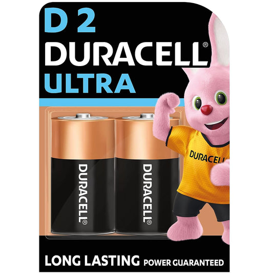 Duracell Ultra Alkaline D Battery, 2 Pcs