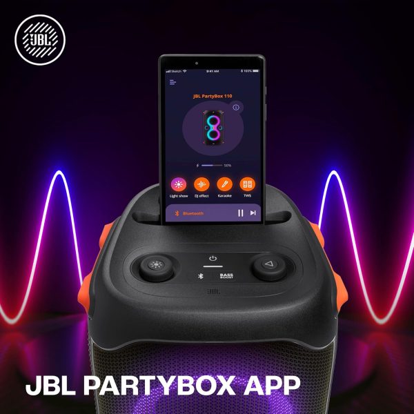 JBL Partybox 110 | Wireless Bluetooth Party Speaker| 160W Monstrous Pro Sound| Dynamic Light Show| Upto 12Hrs Playtime | Built-in Powerbank | Guitar & Mic support PartyBox App (Black) (TS)