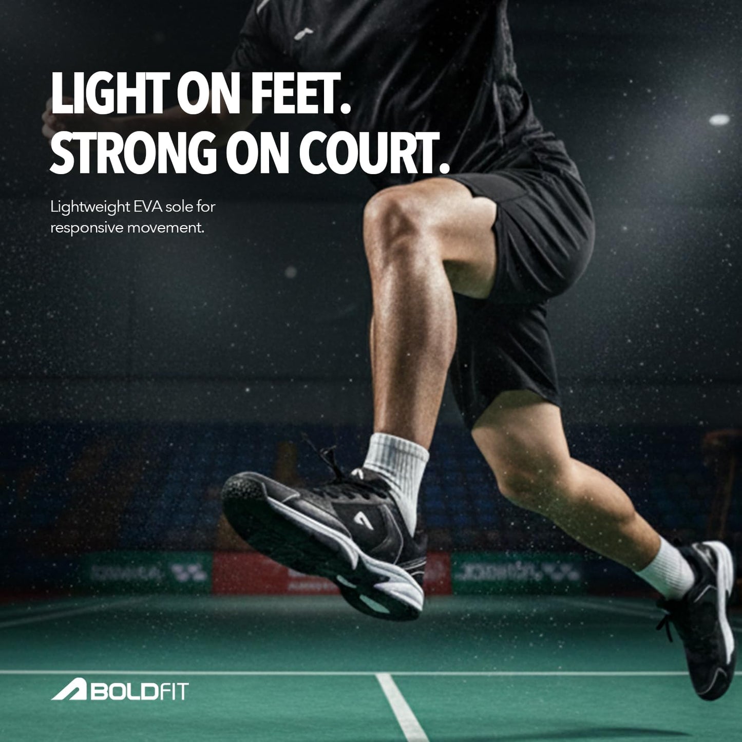 Boldfit Badminton Shoes for Man Lightweight Non Marking Shoes for Badminton Breathable Anti Skid Shoe for Man Shuttle Non Marking Indoor Shoe for Pickleball, Tennis, Padel, Black White   (ASL)