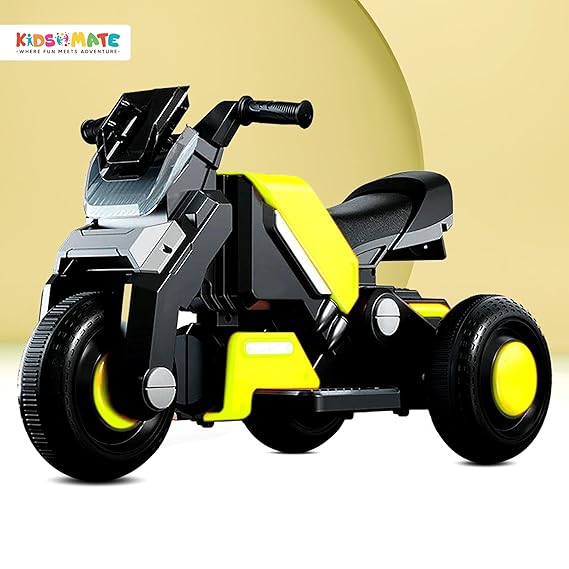 Kidsmate Hyrider 6V Electric Kids Bike with Rechargeable 6.5 Ah Battery Inbuilt Imported Motor Drive | Music Player, Front LED Light & Foot Accelerator Pedal Bike for Ages 1-4 Years (ASL)