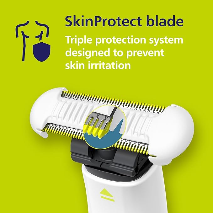 Philips OneBlade Intimate 2-in-1 Trimmer for Women | Painless Hair Removal with Patented Skin-Safe Tech | Bikini, Underarm & Body Trimmer | Sensitive Skin Tested | No post shave irritation | QP1924/20