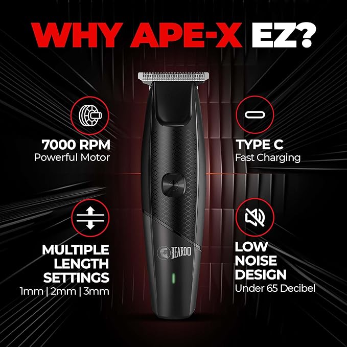 Beardo Ape-X EZ Trimmer & Beard Styling Tool & | Pack of 3 Razor & Beard Trimmer | 110 Min Run Time | 7000 RPM | Sharp, Precise, Durable | Beard & Body Grooming for Men