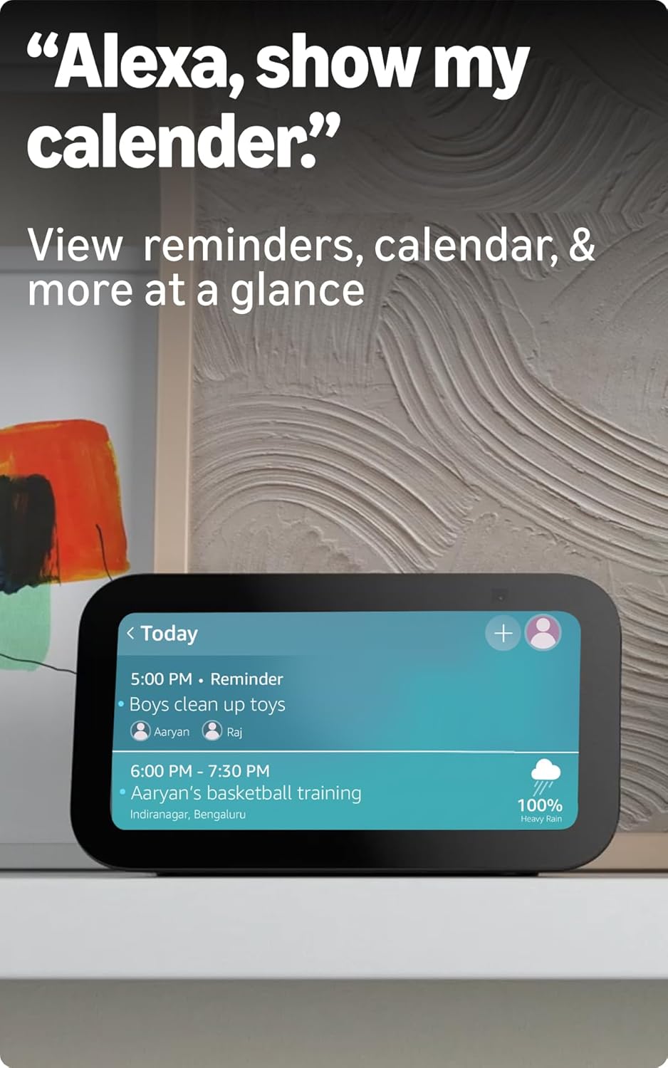 Amazon Echo Show 5 (latest model) | Smart display with Alexa, 2x bass speaker, clearer sound, camera for home monitoring, bluetooth (TS)