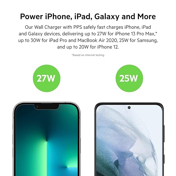 Belkin 30W USB-C Wall Charger with PPS | PD 3.0, Fast Charging - iPhone 17, Air, Pro, Pro Max, Samsung Galaxy S25, iPad, AirPods, Google Pixel 10 and More | 2 Years Warranty, White