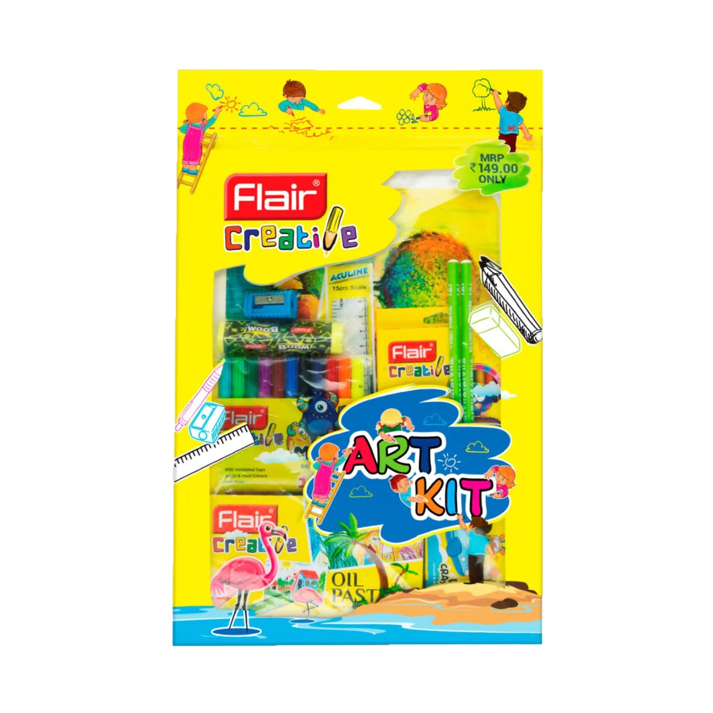 Flair Creative Series Art Kit | Combination Smart Kit for Your Creative Need | Non-Toxic & Safe for Childrens | Kids Coloring Set | Stationery Kit Ideal for Gifting | Set of 1 Kit