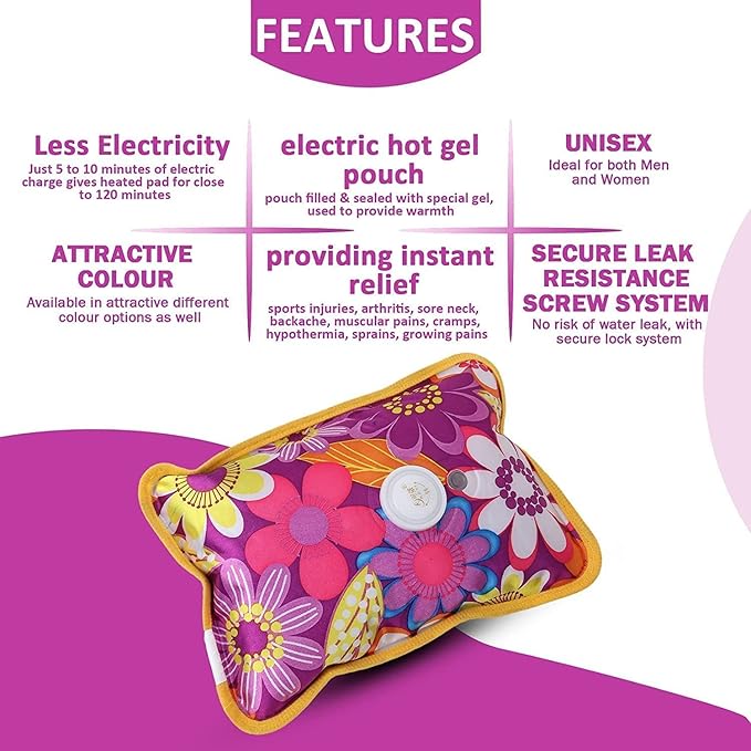 LUMONY Hot Water Bag Heating Bag Gel electric for pain relief, electric heating pad for back pain Men & Women with Charging Cord