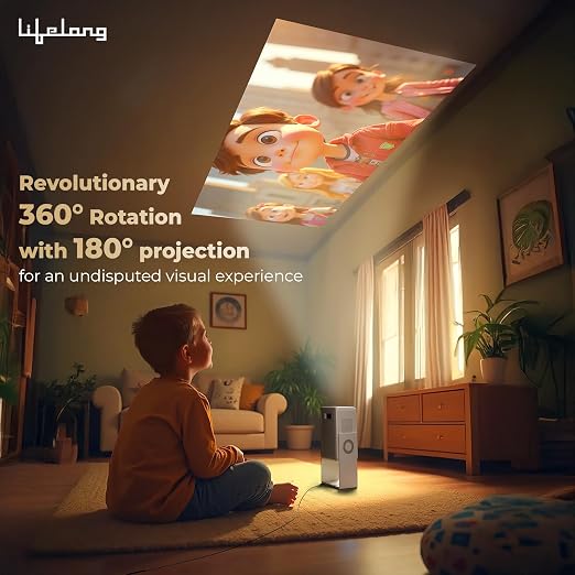 Lifelong Electronics Lightbeam 2 Pro Smart Projector | Android, 1080P HD Native&4K Ultra HD Support,4000 Lumens| ‎70 Watts|for Room&Outdoors|All OTT Apps|WiFi/BT, Mirroring, USB, HDMI, 180°, Speakers  (TS)
